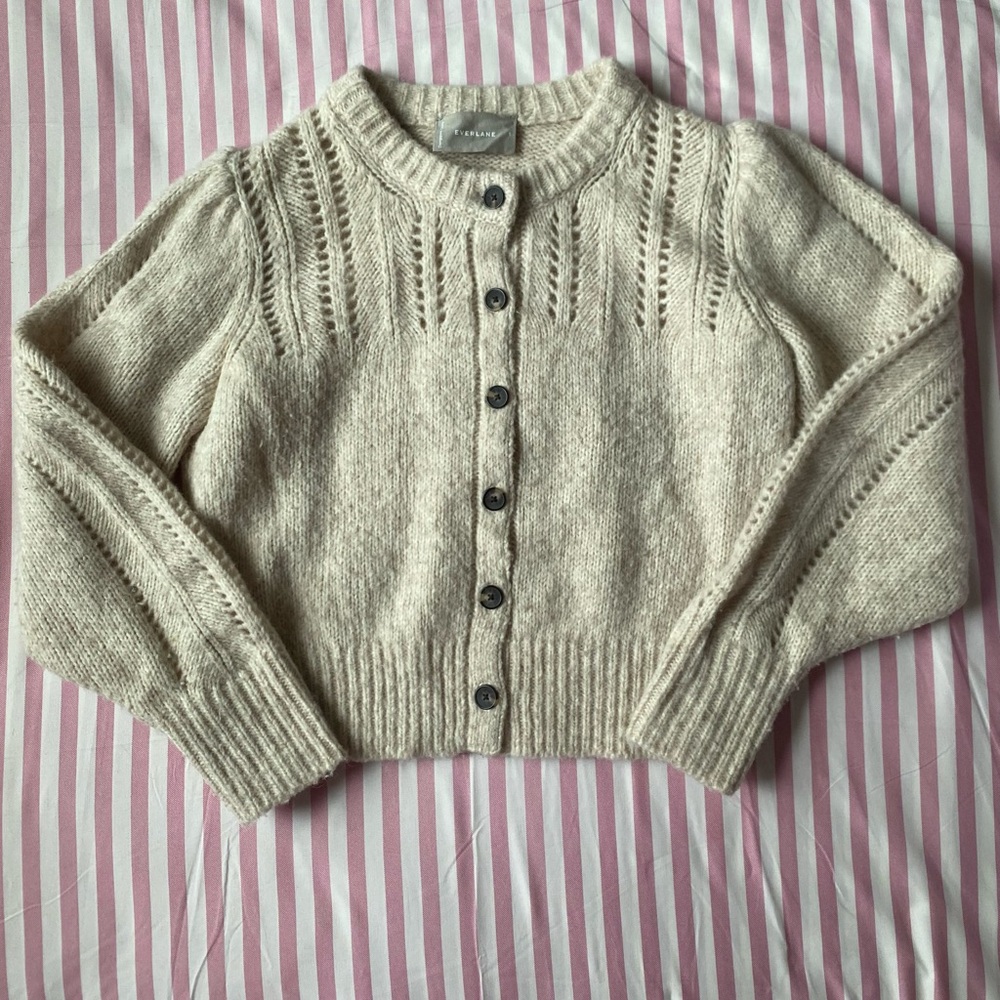 Everlane Cream Button-Up Cardigan